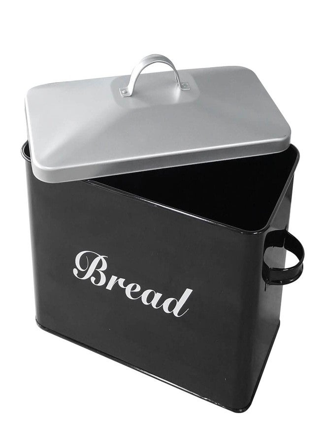 SOTECH Vintage Metal Bread Box Farmhouse Decor Style Pantry Organization and Storage Container,Space Saving Black with Silver Breadbox-Rustic Kitchen Decor - Image 4